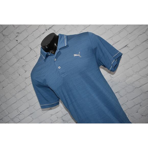 PUMA Golf Polo Shirt Mens Size Large Polyester Performance Blue - Picture 6 of 6